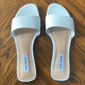 Steve Madden Bev White Leather Slide Sandal